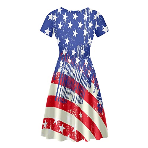 Image of Irisjudy T Shirt Dress for Women Short Sleeve Girls Short Sleeve Dress Plus Size, O Neck Knee Length Midi Dress for Ladies