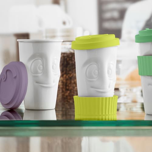 Taza de porcelana para café con tapa y funda Wineberry miniatura 4