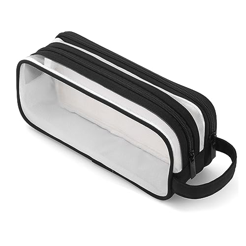 eyYvxmep 1 unids rejilla bolsa de lápices bolsa de lápices multifunción portátil transparente para estudiantes adolescentes negro, Negro
