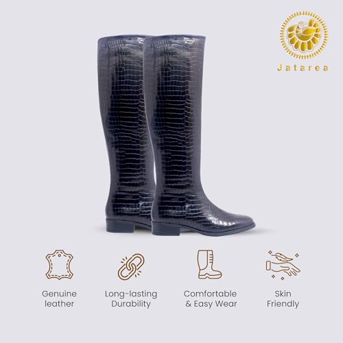 JATAREA Women's Leather Knee-High Boots - Stylish Block Heel - Comfortable Bootie for Females - Cushioned Insole for Comfort - Durable and Versatile Design2