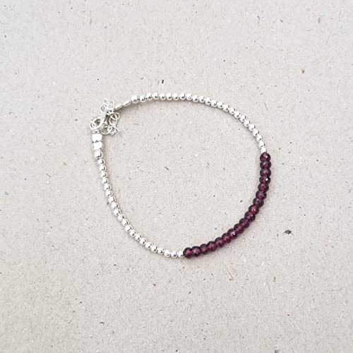Garnet Bracelet For Women In Sterling Silver Beads January Birthstone Jewelry Crystal Healing Gemstone For Her Gift Ideas #TOP2