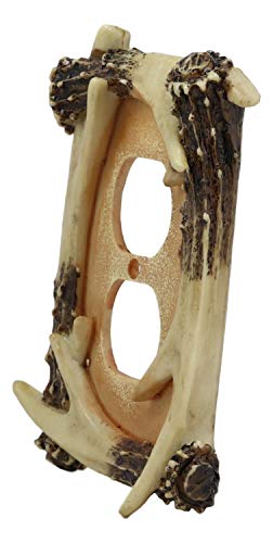 Ebros Set of 2 Novelty Woodland Rustic Forest Stag Deer Antlers Wall Electrical Cover Plate Accent Hand Painted Sculpted Antler Resin Home Decor Accessory (6, Double Outlets) - Image 4