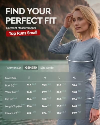 Image of MERINNOVATION Merino Wool Base Layer Set for Women 100% Merino Wool Thermal Underwear Sets Lite - Midweight Top Tank Bottom