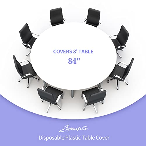 Ymhpride 48 Pack White Round Tablecloths,84 Inch White Plastic Disposable Table Cloth,White Plastic Table Cloths For Parties,Picnic,Birthday,Wedding,Outdoor #TOP5
