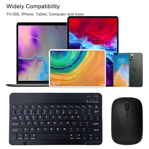 Image of Bluetooth Keyboard and Mouse Combo for iPad, 10 inch Wireless Keyboard & Mouse, Ultra-Slim Portable Rechargeable Keyboard for iPad Pro Air Mini iPhone Samsung Tablet, iPhone15 /14 /13 Pro