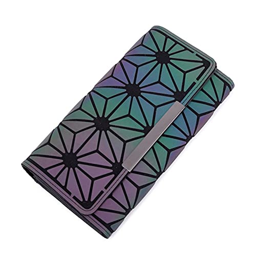 Mens Wallets Leather Wallet Women's Tri-fold Wallet Slim Thin Ladies Wallet Long Hand Purse Money Bag (Color : Variegated 2) (Variegated 3)
