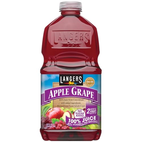 Langers 100% Apple Grape Juice with Vitamin C, 64 Ounce Bottle (Pack of 8)