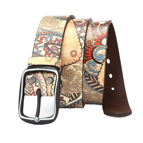 Women’S Fashion Luxury Pattern Split Leather Belt Retro Casual Solid Waistband For Jeans