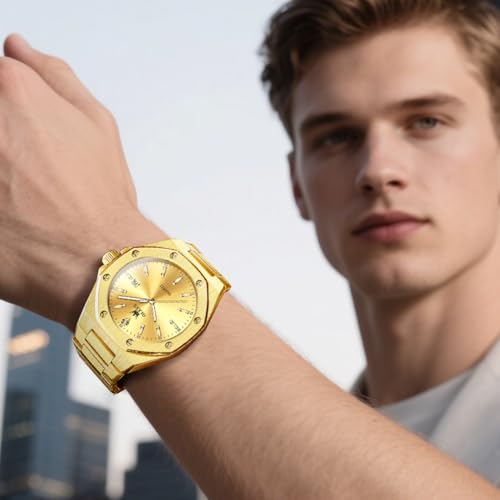 Image of OLEVS Watches for Men Luxury Fashion Large Dial Male Watches Analog Quartz Stainless Steel Waterproof Business Dress Men's Wrist Watch