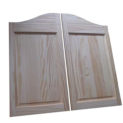 Cafe Doors by Cafe Doors Emporium | Pine Raised 2 Paneled | Premade for 36" W Finished Opening | Saloon Western Style Swinging Bar Pub Solid Wood Cafe Door | Includes Gravity Pivot Hinges Cover