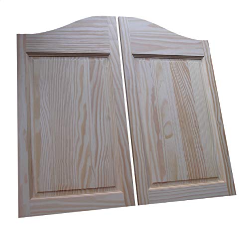 Cafe Doors by Cafe Doors Emporium | Pine Raised 2 Paneled | Premade for 32"W Finished Opening | Saloon Western Style Swinging Bar Pub Solid Wood Cafe Door | Includes Gravity Pivot Hinges