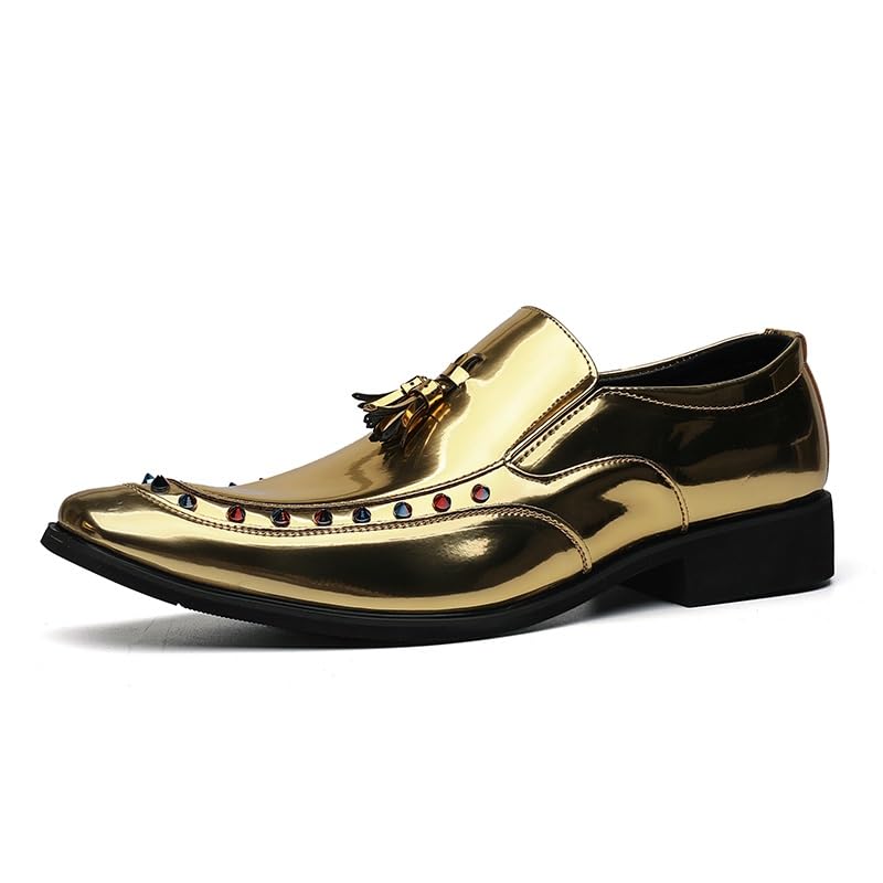 Formal Oxford Shoes for Men Slip On Square Toe PU Leather Tassel Slip Resistant Low Top Anti-Slip Block Heel Casual2