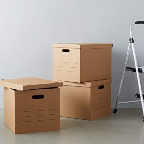 Amazon Basics Moving Boxes with Handles and Lids, 19 x 14.5 x 15.5 in, Brown, 10-Pack, Medium - Image 3
