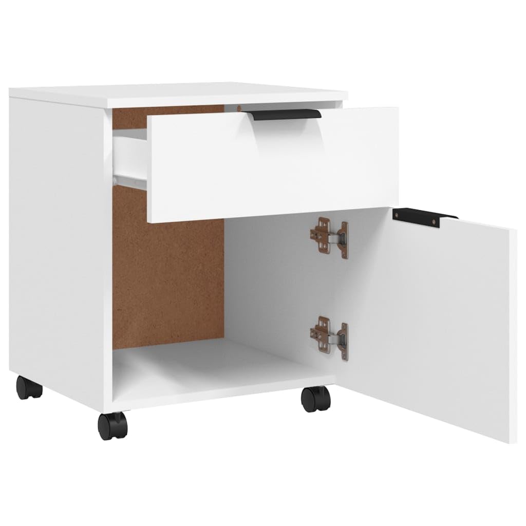 Willood Mobiler Aktenschrank mit Rollen Weiß 45x38x54cm Schreibtischschrank, Schreibtischorganisator, Home-Office-Möbel Holzwerkstoff
