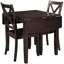 LUMISOL 3-Piece Drop Leaf Dining Table Set for 2, 3-Piece Extendable Bar Table Set for Small Spaces, Easy Assembly Home Furniture, Espresso
