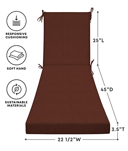 Honeycomb Outdoor Sunbrella Xena Brick Chaise Lounge Cushion: Recycled Fiberfill, Weather Resistant, Reversible, Comfortable And Stylish Patio Cushion: 22.5" W X 70" L X 3.5” T #TOP4
