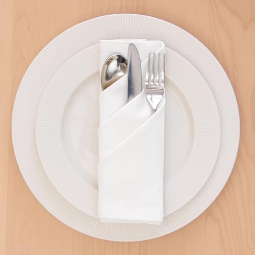 Image of Encasa XO Cotton Napkins for Dining Table | Set of 6, Size 50x50 cm | Machine Washable Reusable Table Napkin, Soft & Absorbent, Elegant Table Decor for Kitchen, Hotels, Party - White
