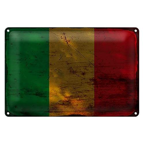 Vintage Metallschild | Flagge von Mali | Retro Wanddeko | 20 cm x 30 cm