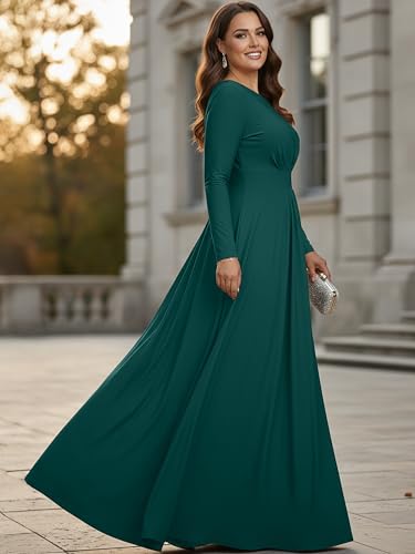 Image of KOH KOH Womens Long Sleeve Flowy Modest Elegant Evening Maxi Dress Gown