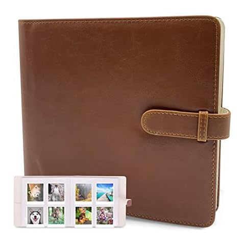 Leebotree 256 Pockets Photo Album Compatible with Instax Mini/Square Film, Photo Album for Mini 11/9 / 8+ / 90/26+, 3-inch Film,Square SQ6 / SQ1 / SQ10 / SQ20 Film (Brown) Cover