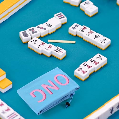 Sunnymove 34 Inch Long Mahjong Mat Bag Cute Double Strapped Canvas Drawstring Mahjong Holder Lightweight Outdoor Carrying Bag for Board Games Travel Storage-Mat Not Include(Blue,1 Pc) by Sunnymove - Image 6