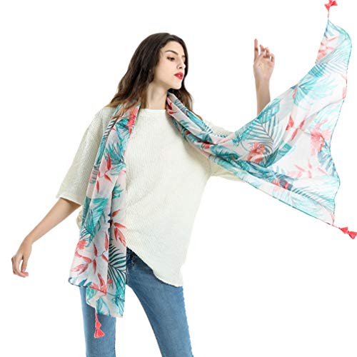 Amosfun Mulheres Floral Longo Lenço Xailes Wraps Mulheres Boho Scarf Estilo Havaí para Ao Ar Livre