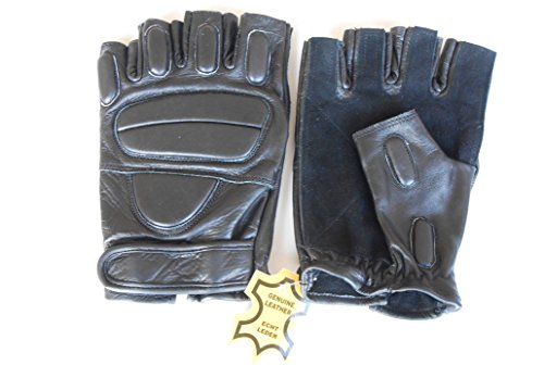 Calidad Suave Auténtica Piel de Vaca sin dedos guantes de disparo acolchados de espalda, guantes de ciclismo guantes de Búsqueda, guantes para moto Cover