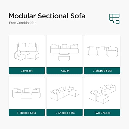 Acanva Modern Convertible Sectional Modular Sofa, L-Shaped Couch For Living Room, 1-Seater, Beige Armless Chair #TOP2