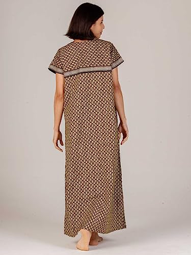 Image of Evolove Women's Cotton Long Maxi Night Gown Nighty Dress with Pocket & Stylish Button, Super Soft Comfortable (LNG-Button)