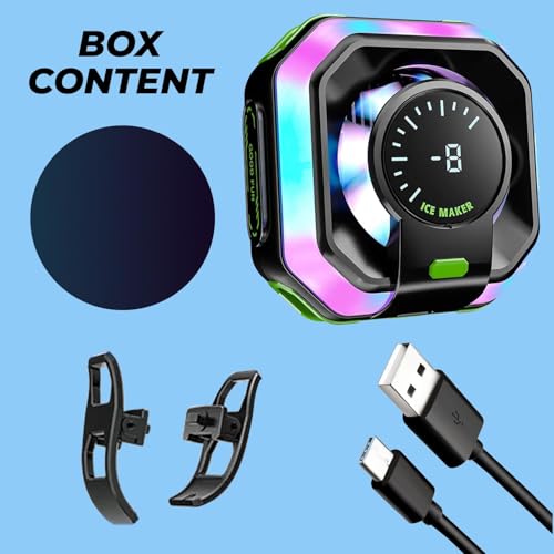 Image of TYROCX Magnetic Mobile Cooler with LED Temperature Display, RGB Semiconductor Phone Cooling Fan for Gaming, Dual Attachment (Magnet & Clips), Type-C, Universal for iOS /Android