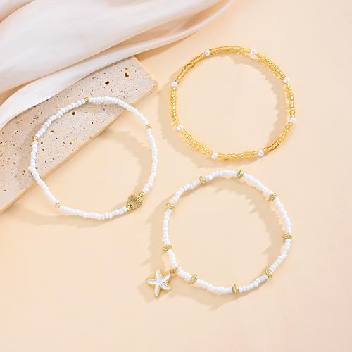 Image of iF YOU Gold Ankle Bracelets for Women, 14k Gold Plated Waterproof Cuban Link Chain Anklets Set, Layered Anklet Bracelets for Women Beach Gift Adjustable Size 5pcs