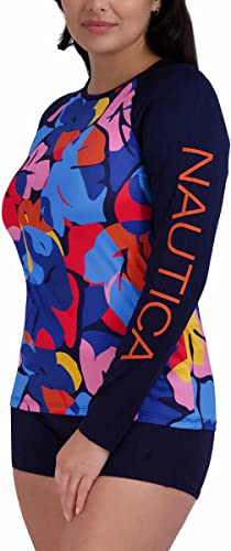 Image of Nautica Women's Long Sleeve Rashguard - Quick-Dry, UPF Protection, Swim Shirt, Pool, Beach, Hiking, Yoga, Volleyball