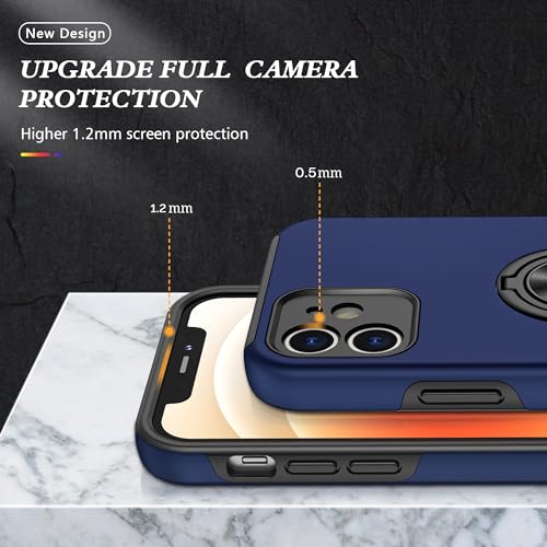 Coque iPhone 12 de qualité militaire résistante aux chocs avec béquille et anneau