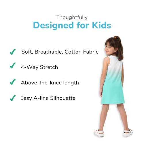 Image of YouGotPlanB Girls 100% Cotton A-Line Printed Dress | Above Knee Length Summer Frock | Soft & Breathable Casual Wear for Girls (Ages 3-14 Years) | Ombre | 8-10 Y