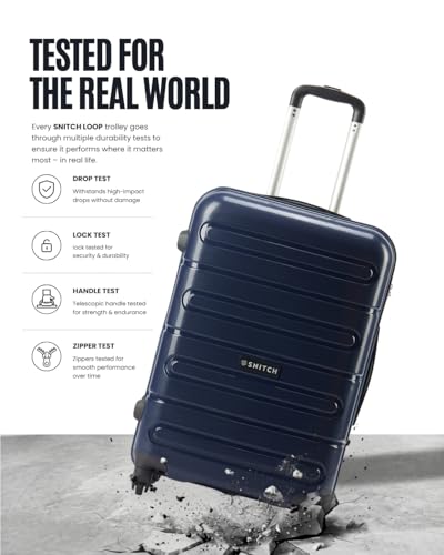 Image of SNITCH Loop 2Pc Set Blue Polypropylene Hard Travel Suitcase - Trolley Bag Set of 2 & Luggage with 4 Wheels, Secure Lock & Free Shoe Bag