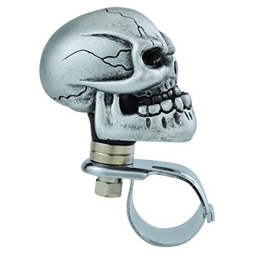 Temzzer Steering Wheel Spinner Knob Skull Truck Car Suicide Knob for Most Manual Automatic Vehicles (Silver)