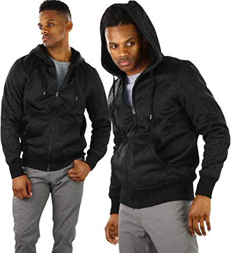 Image of ToBeInStyle Men's Polar Fleece Long Sleeve Zip Up Kangaroo Pocket Cold Weather Hoodie Jacket