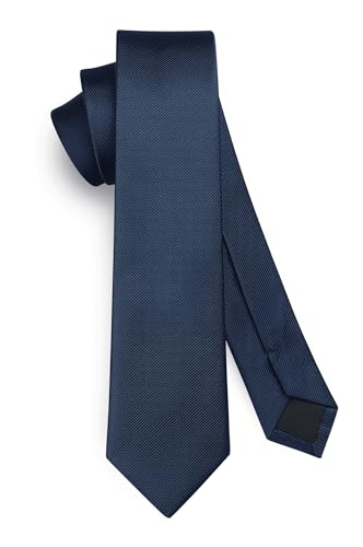 HISDERN Mens Slim Tie Navy Skinny Ties for men 6cm Solid Color Classic Wedding Necktie
