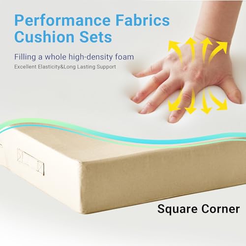 Image of IPYNBAP Outdoor Cushions for Patio Furniture,Outdoor Seat Cushion Set 24 x 24 x 4 Inch,Waterproof & Fade Resistant Outdoor Chair Cushions,Deep Patio Chair Cushion with Removable Cover,Beige