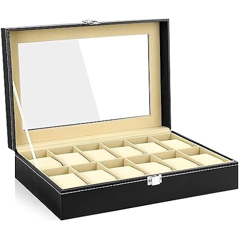 XJYMCOM Elegant 12-Slot Watch Box Cover