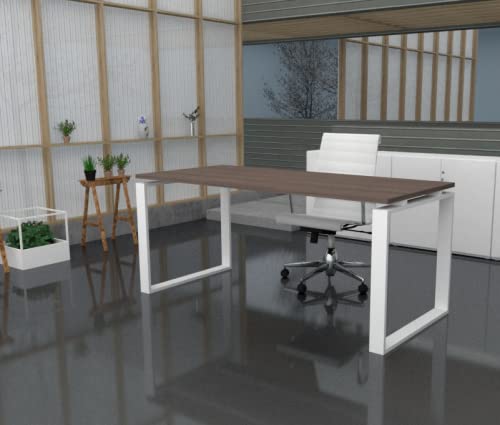 Oficit Mesa De Oficina Ideal Para Teletrabajo, Despachos, Sala De Estudios Y Ordenadores. Con Gran Amplitud Para Dar Mas Comodidad, Marco Cerrado Blanco. 140x80, Nogal Oficit Mesa De Oficina Ideal Para Teletrabajo, Despachos, Sala De Estudios Y Ordenadores. Con Gran Amplitud Para Dar Mas Comodidad, Marco Cerrado Blanco. 140x80, Nogal