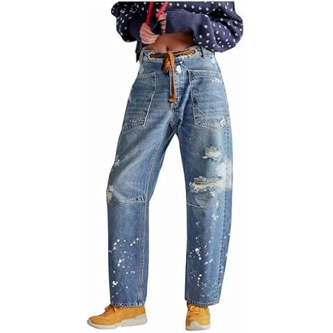 LifeShe Women's Baggy Barrel Jeans A-light Blue Cover