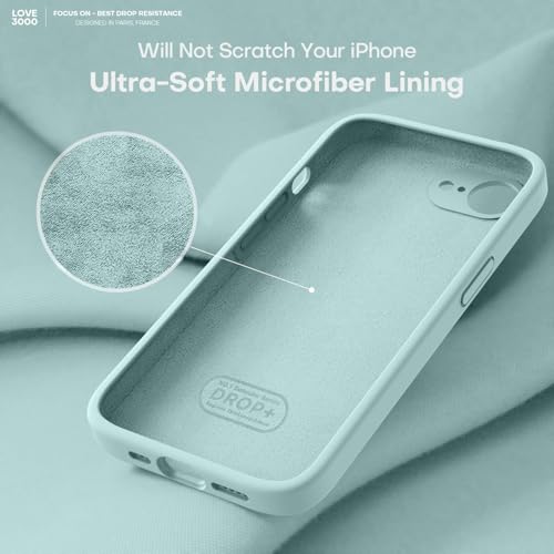 Image of LOVE 3000 Designed for iPhone 16e /17e Case, Premium Silicone with [Soft Anti-Scratch Microfiber Lining] Shockproof Protective Phone Case for Men Women Girls 6.1 inch, Mint