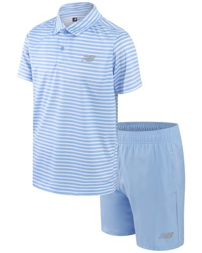 Image of New Balance Boys Short Set - 2 Piece Short Sleeve Collared Golf Boys Polo Shirt & Athletic Shorts for Outdoor Activities