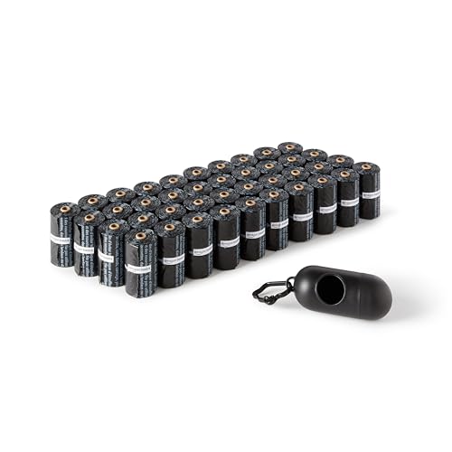 Amazon Basics Dog Poop Bags with Dispenser, 600 Count, Enhanced for Guaranteed Leakproof, Unscented, Includes Leash Clip