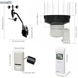 ECOWITT GW1202 WLAN stacja pogodowa, zestaw 4 w 1 z bezprzewodowym czujnikiem zewnętrznym zasilanym energią słoneczną WS68 + deszczomierz WH40H + Gateway GW1200 + czujnik temperatury i wilgotności
