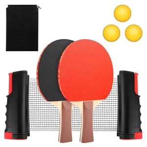 Talifoca Tischtennis Set mit Netz Schwarz+Rot
