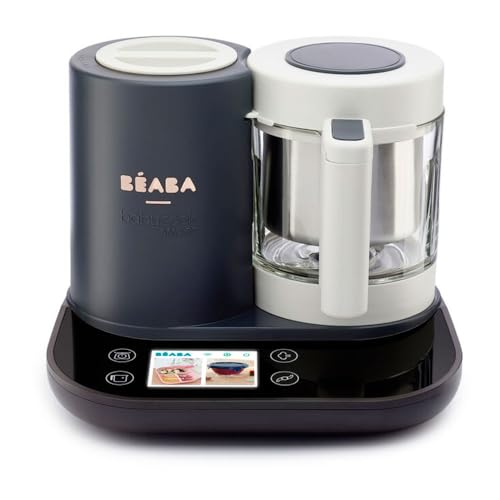 BÉABA Babycook Smart, Robot de Cocina Conectado Bebé, Balanza integrada, Materiales Sanos, Gran capacidad 2.25L, Cocción Suave, Pantalla táctil/Aplicación, Antracita