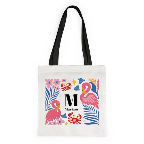 Wanapix | Tote Bag Personalizada con Fotos | Asas Negras | Bolsa de Tela con Asas Largas Personalizable 2 Caras | Capacidad Grande 10 Litros | Regalo Original Personalizado | Flamencos Playa Wanapix | Tote Bag Personalizada con Fotos | Asas Negras | Bolsa de Tela con Asas Largas Personalizable 2 Caras | Capacidad Grande 10 Litros | Regalo Original Personalizado | Flamencos Playa
