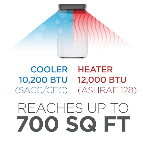 Image of BLACK+DECKER Portable Air Conditioner with Heat, 14,000 BTU with 12,000 BTU Heating for Rooms Up To 700 Sq. Ft., Portable AC with Follow Me Remote Control, BPT10HWTB, White | 10,200 BTU SACC with 12,000 BTU Heating for Rooms Up To 700 Sq. Ft., 4-in-1 Portable AC, Fan and Dehum, Follow Me Remote